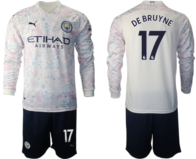 2021 Men Manchester city away long sleeve #17 soccer jerseys->manchester city jersey->Soccer Club Jersey